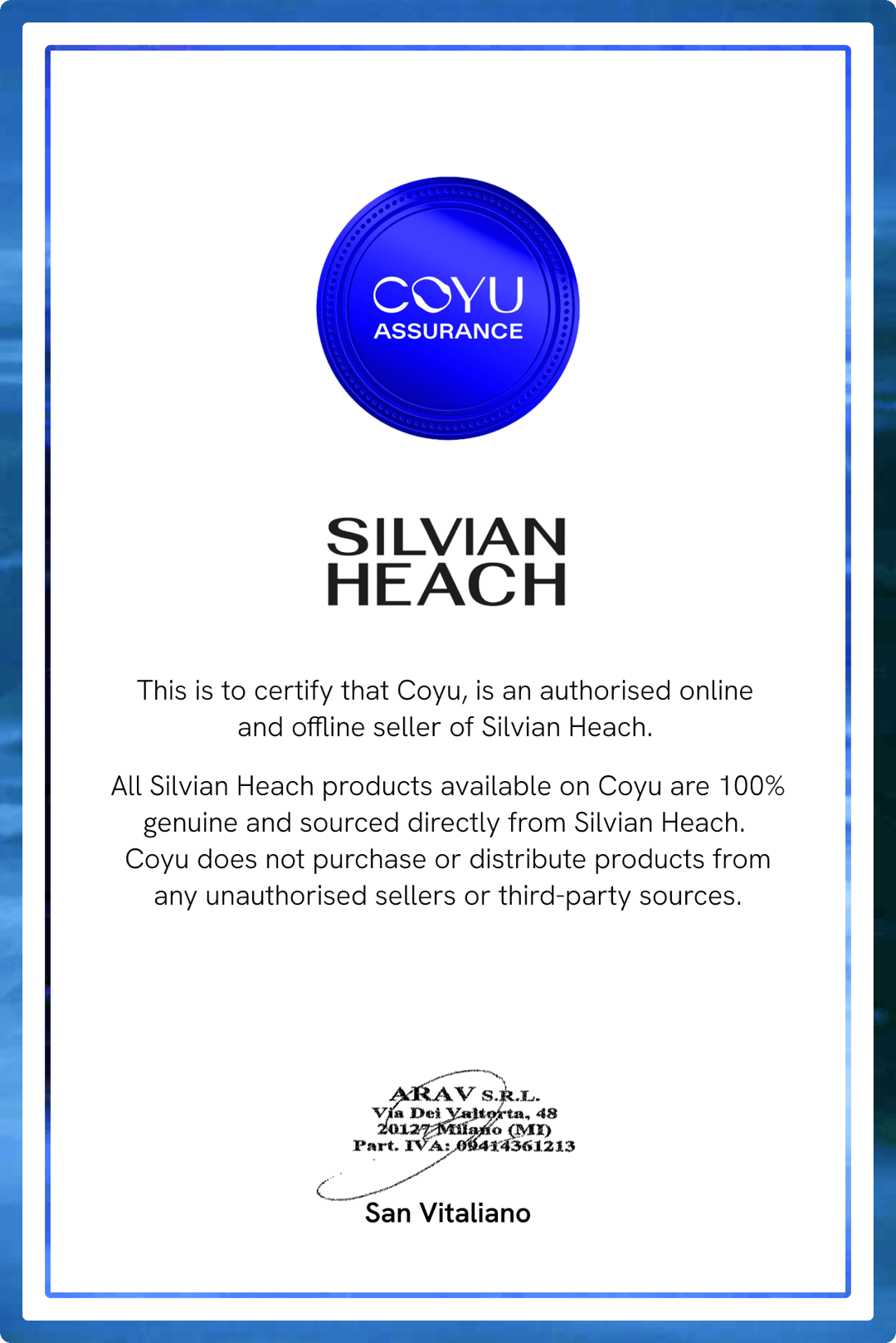 SILVIAN HEACH Guarantee