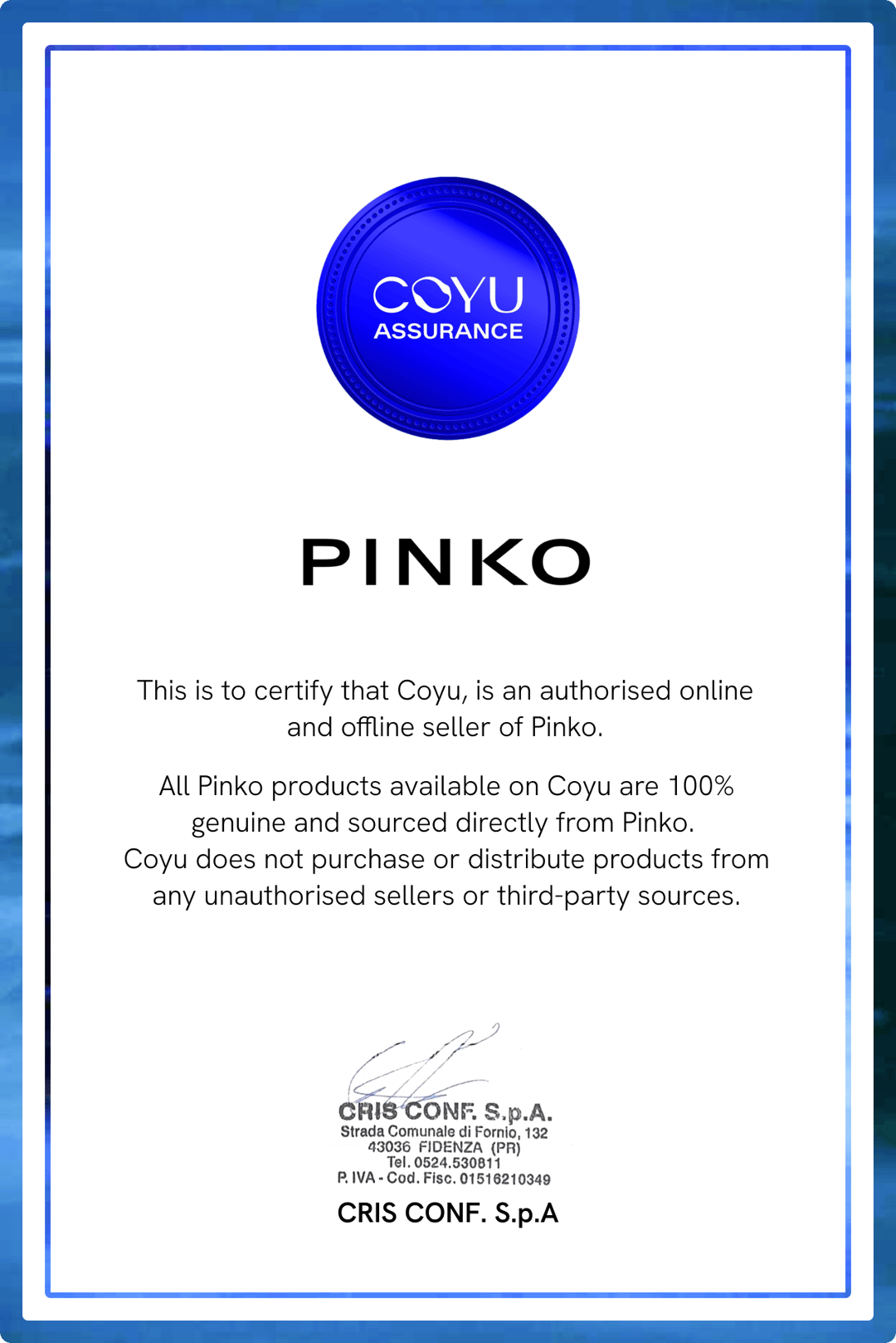 PINKO Guarantee