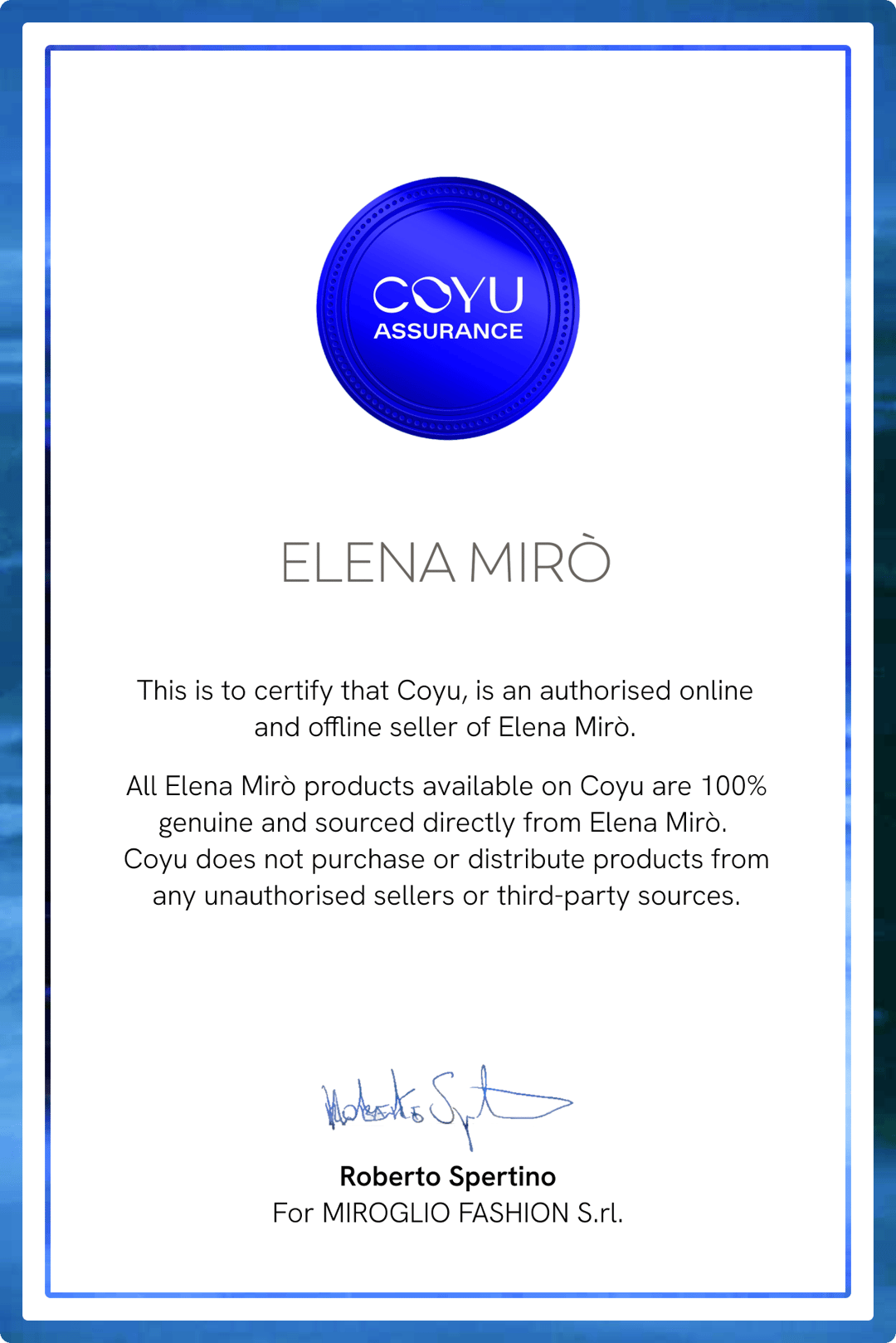 ELENA MIRO Guarantee
