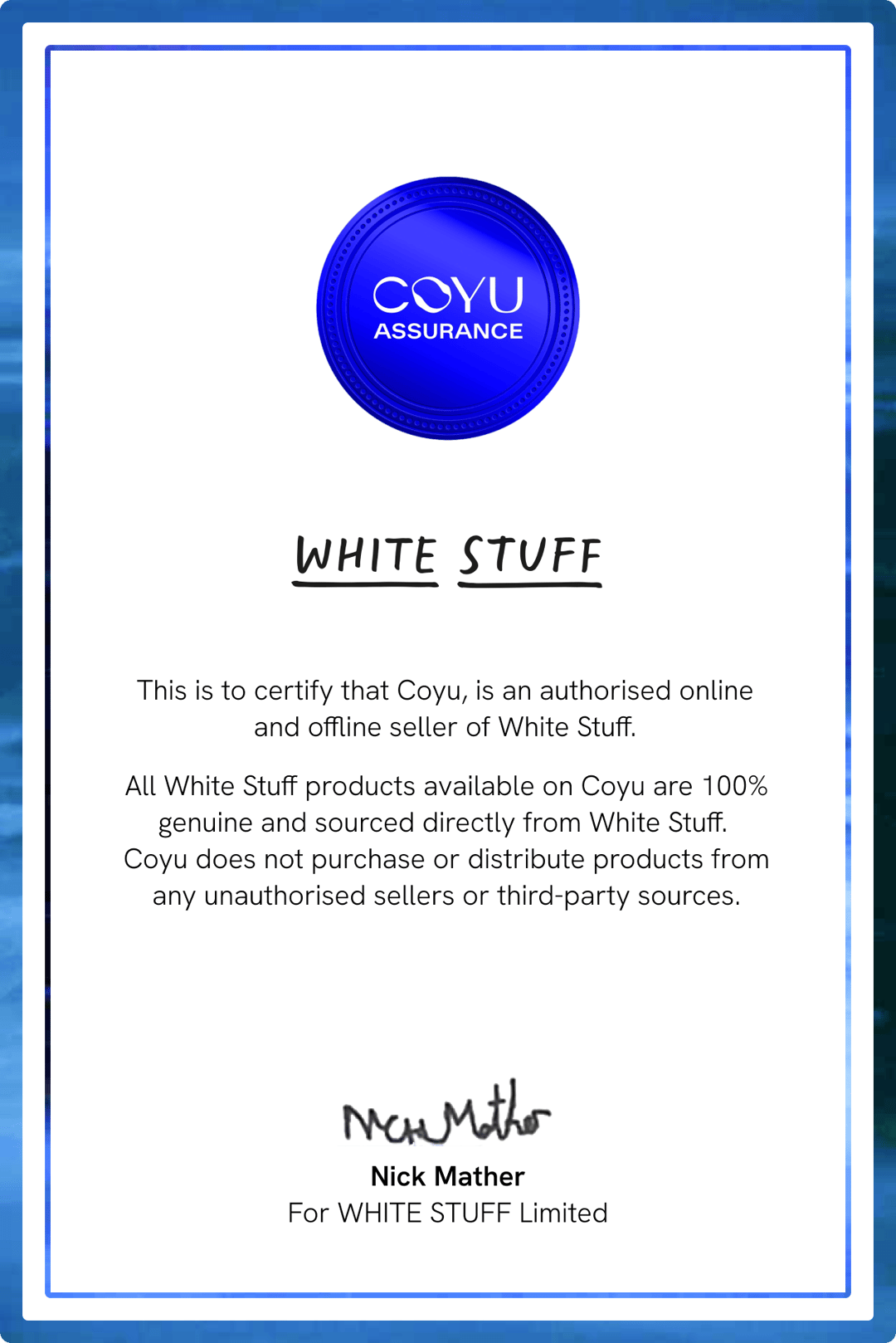 White Stuff Guarantee