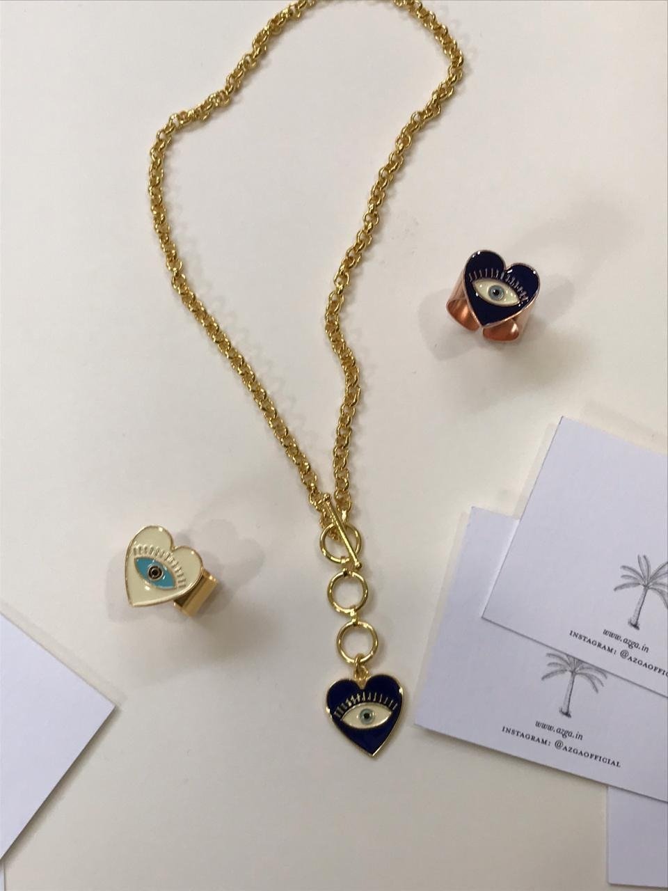 Heart Eye Toggle Neck Chain - Gold