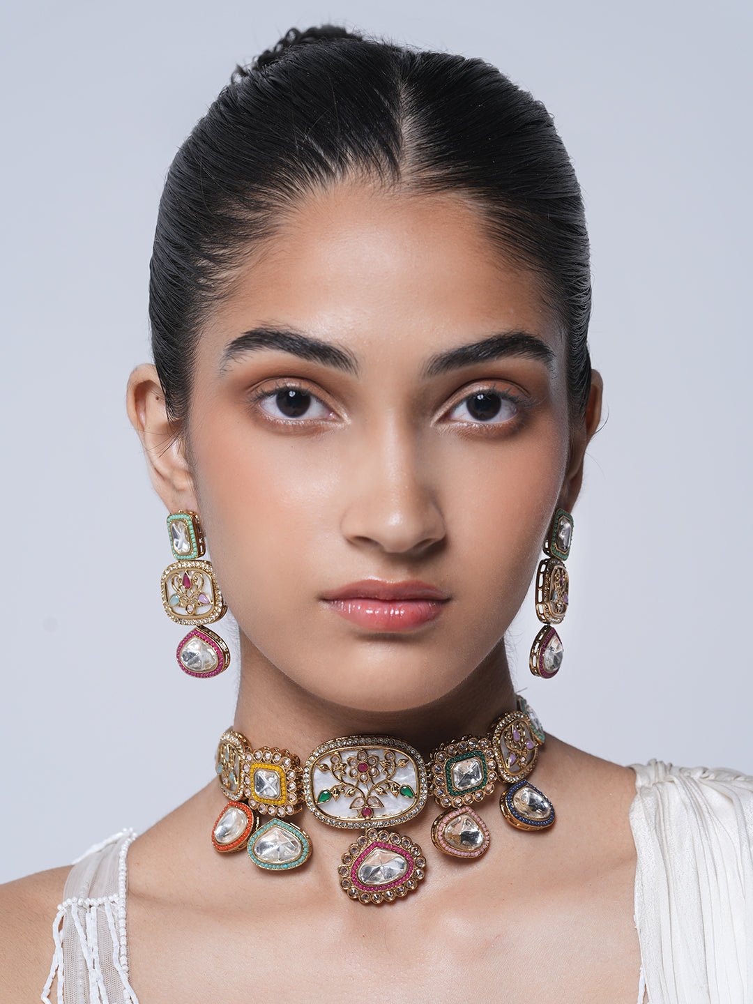 Multicolor Kundan Necklace Set