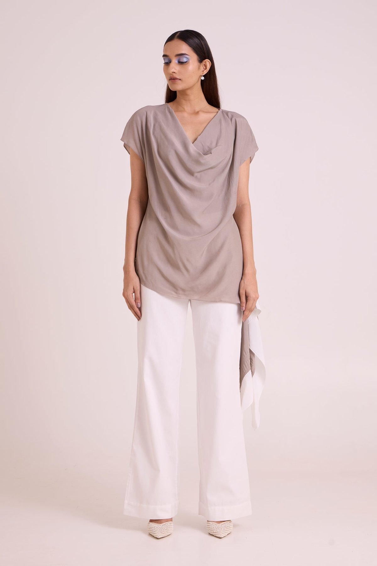 Vesa - Graphite Cowl Top & Pant Set