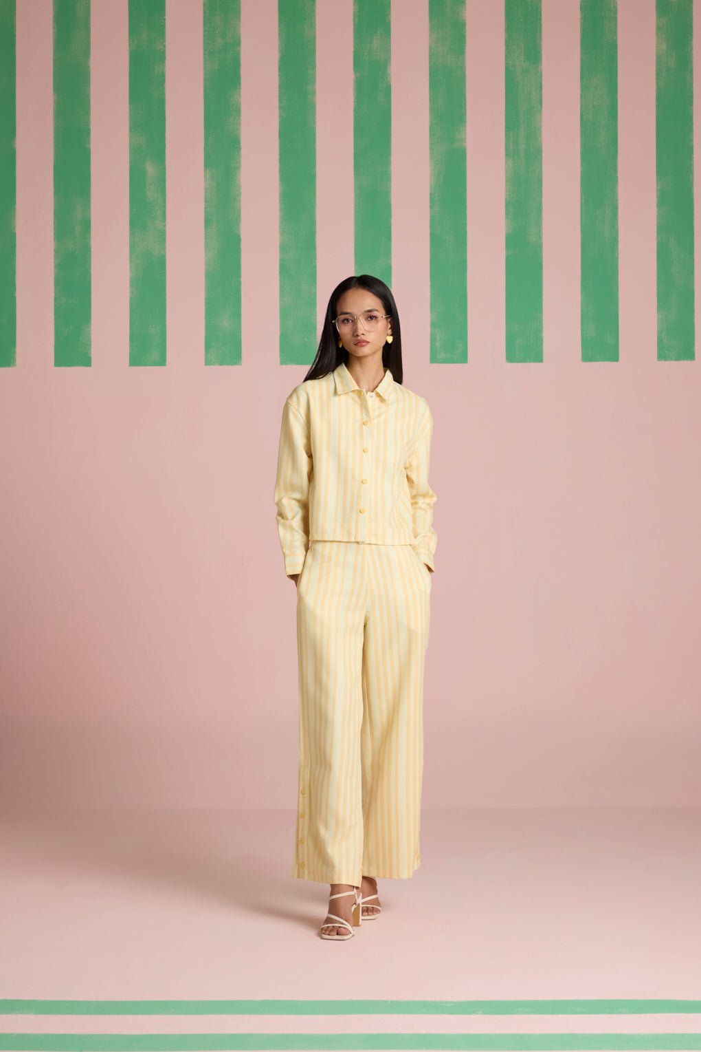 Buttercup Striped Shirt and Flared Pants Co-ord Set