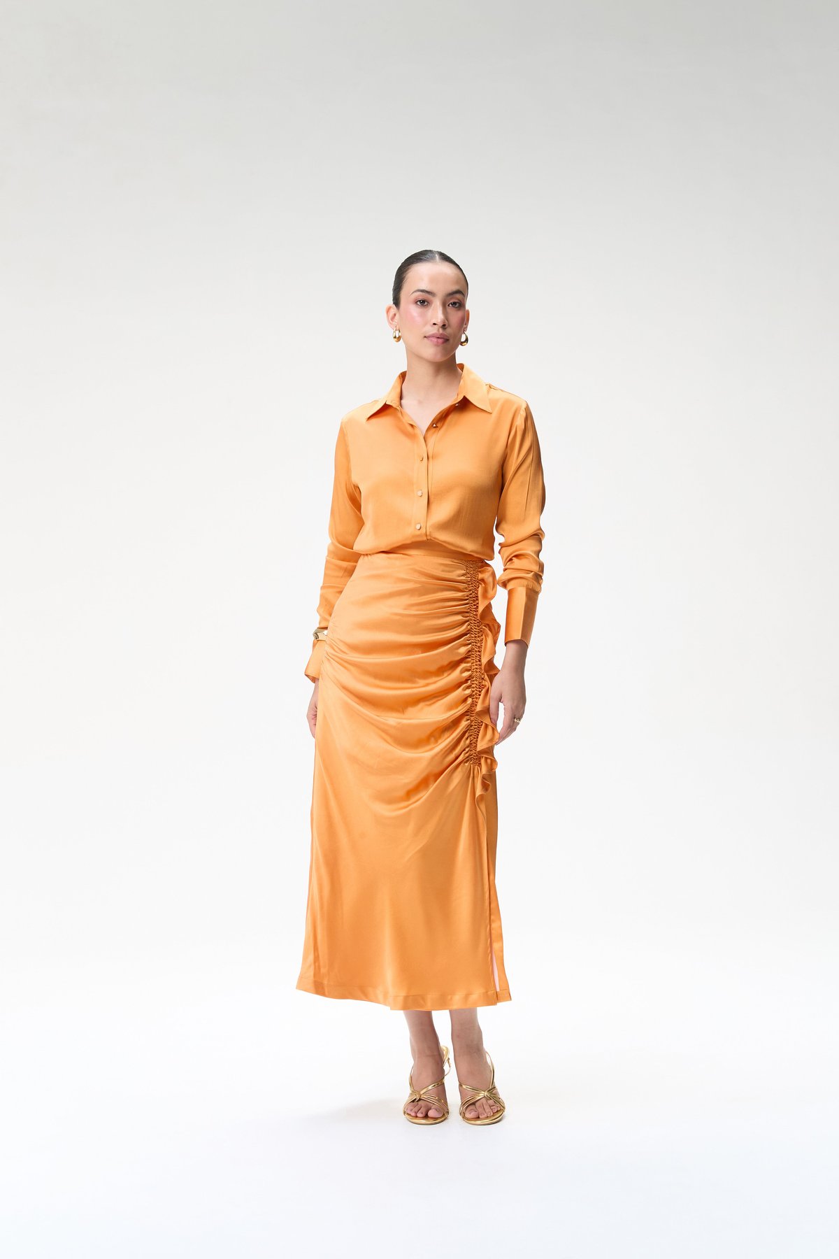 Coral Silk Shirt