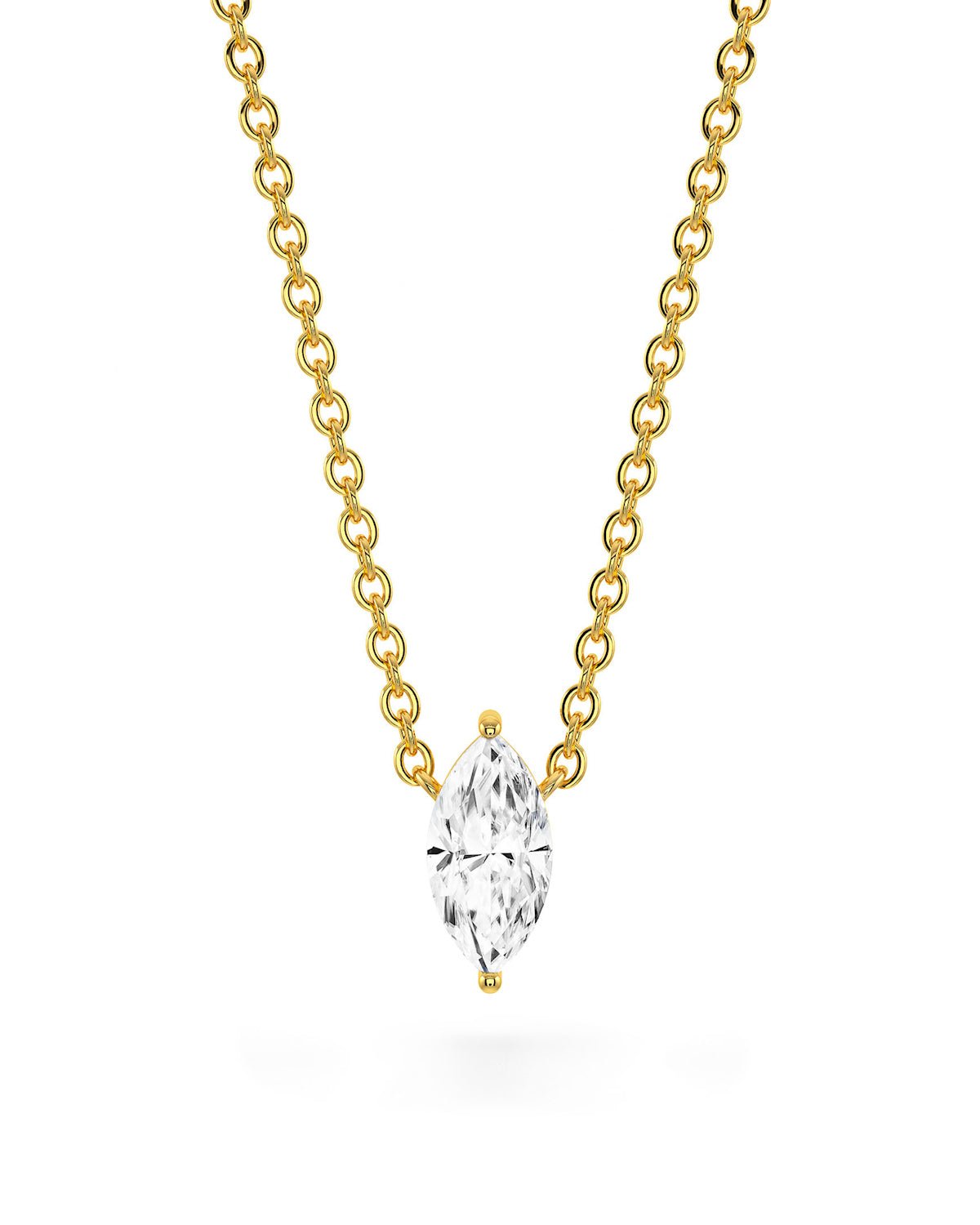 Marquise Shaped Solitaire Pendant With Chain