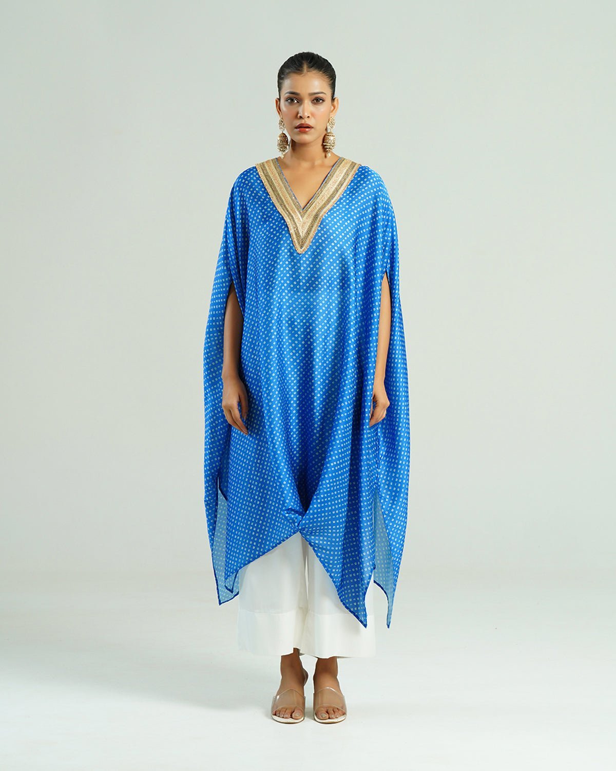 Mixology Bandhej Kurta Set-(V-Neck)