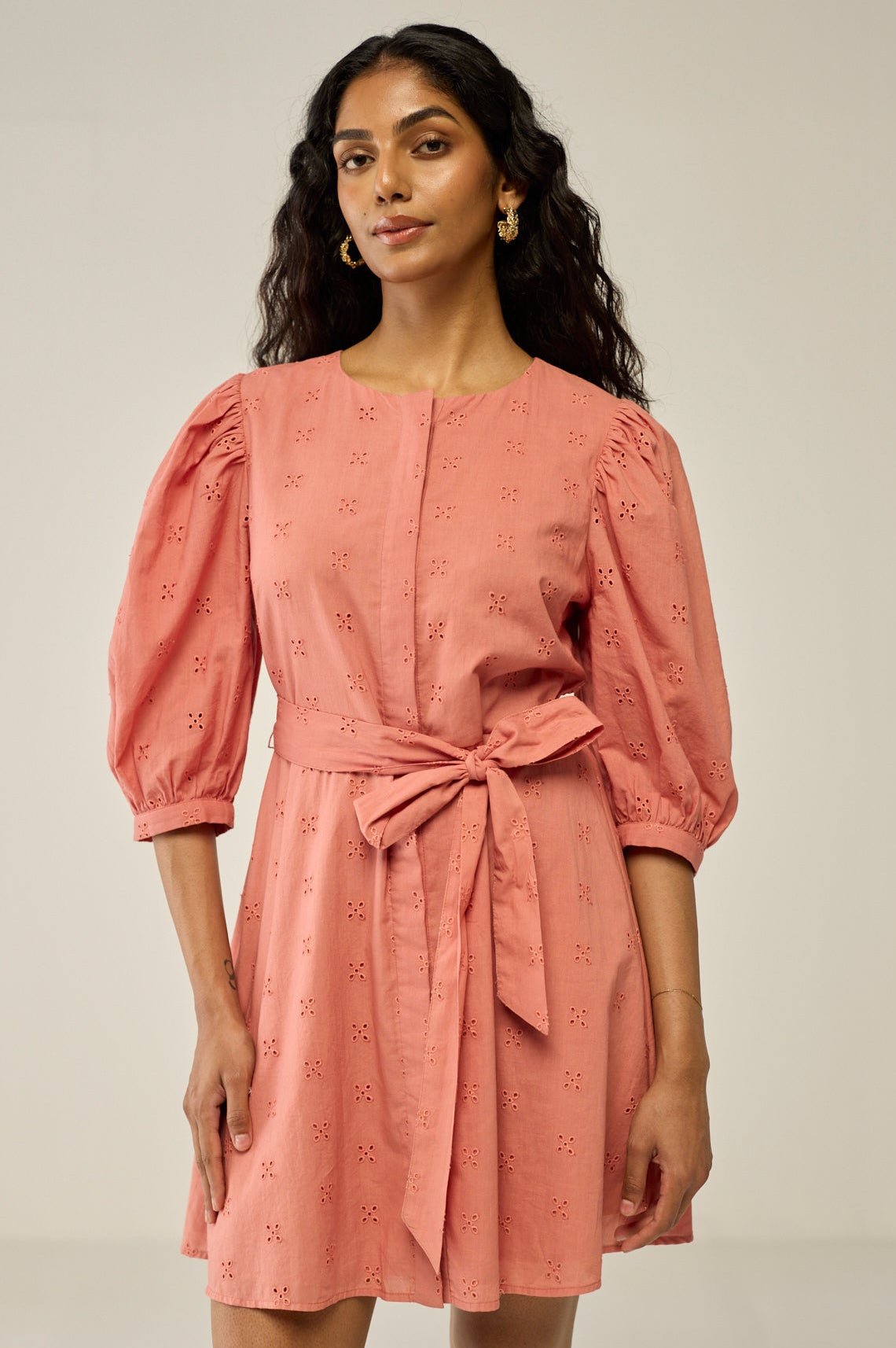 Pink Schiffly Mini Dress