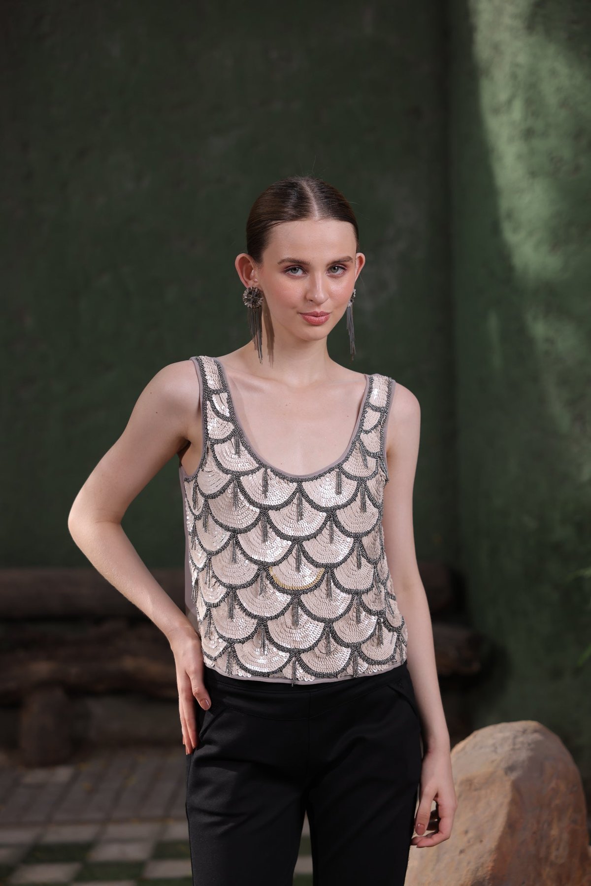 Champagne Sequin Top