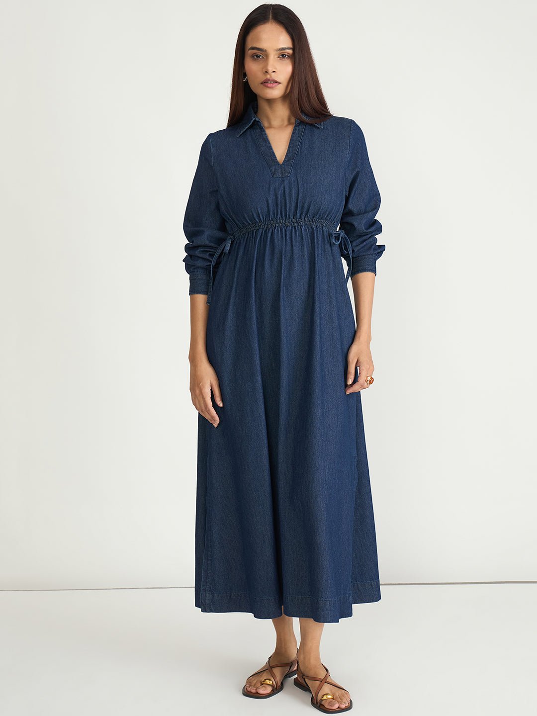 DenimClassic Navy Drawstring Maxi Dress