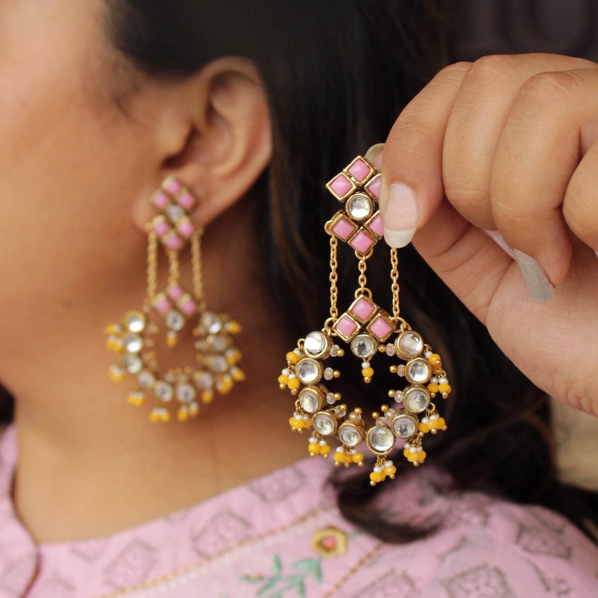 Dramatic Kundan Chandbali Earring