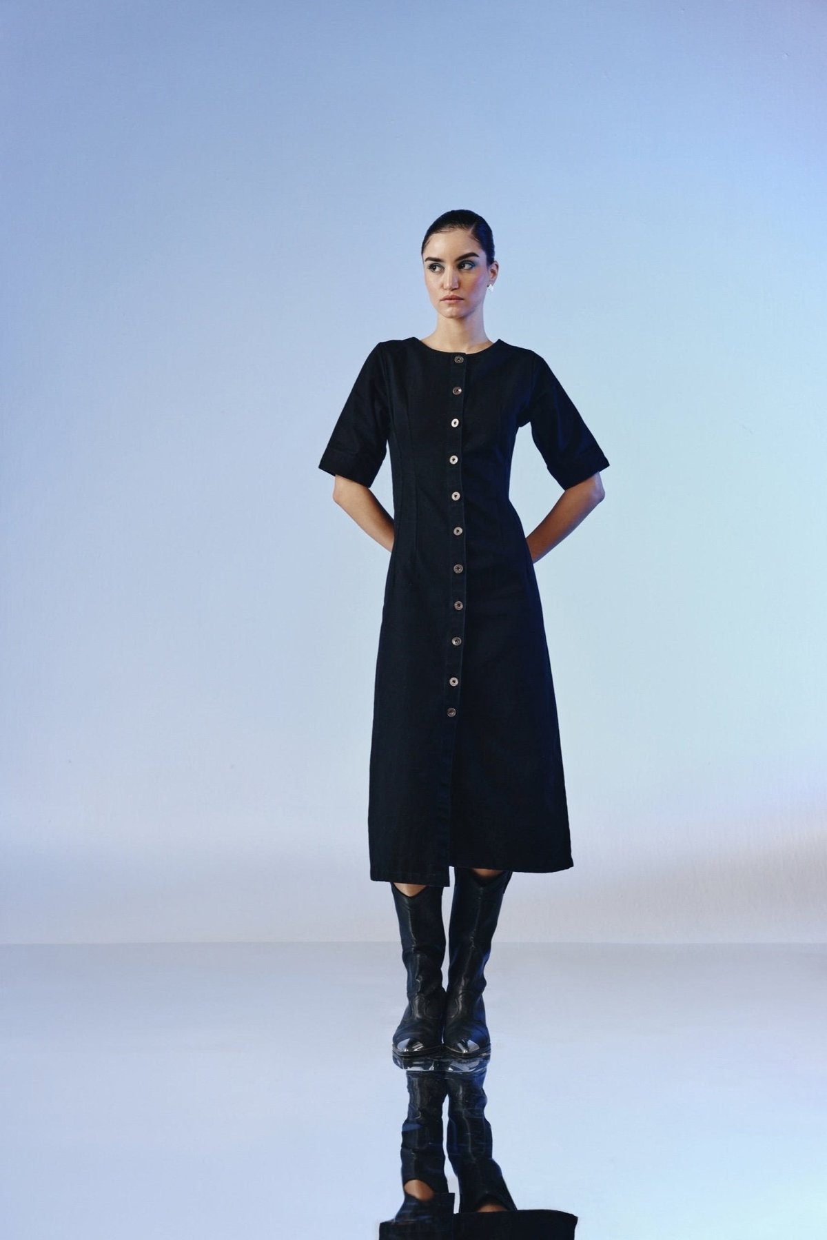 Obsidian Button Midi Dress