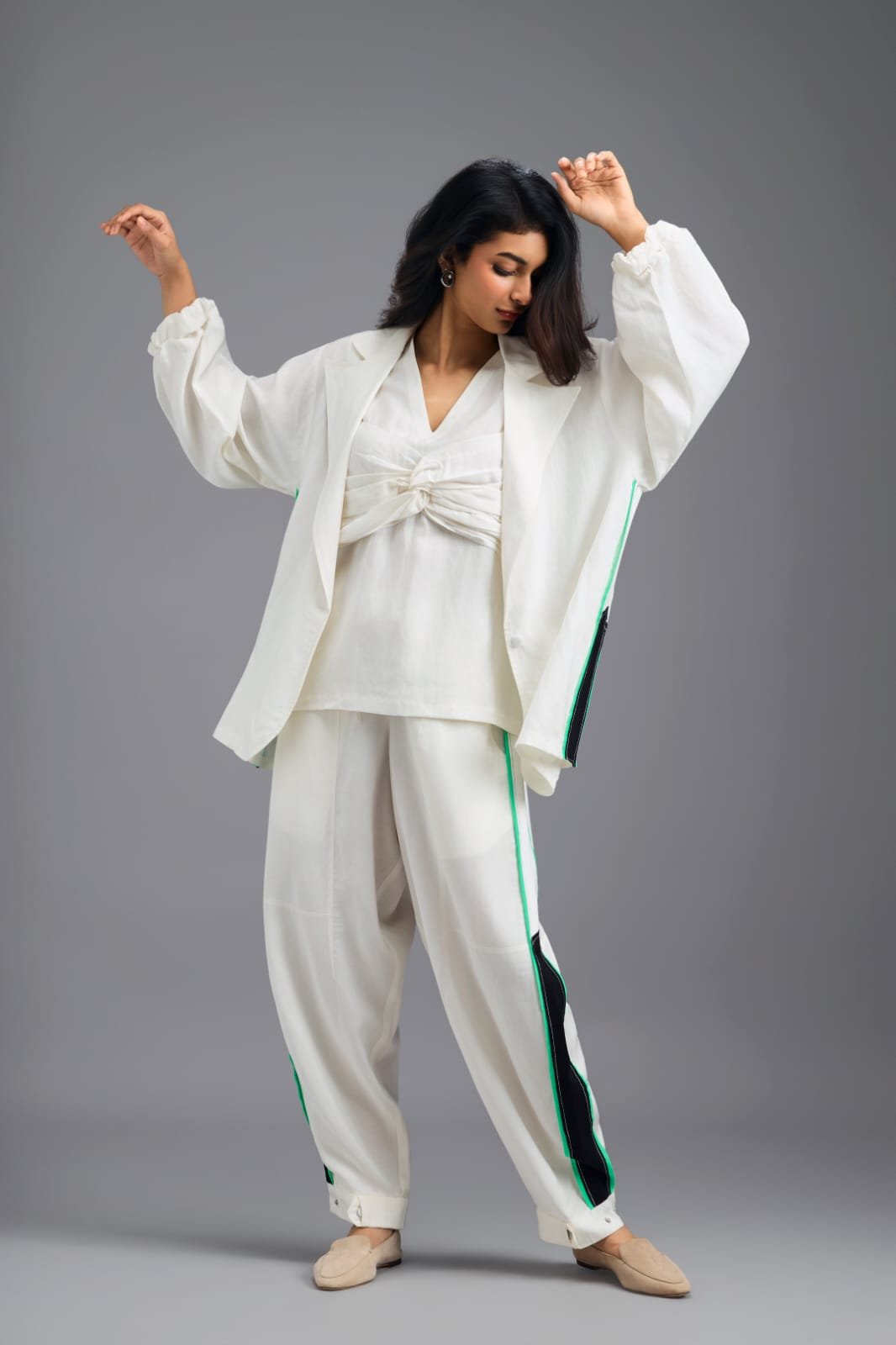 Co-ord Set With Jacket, Twisted Top And Trousers