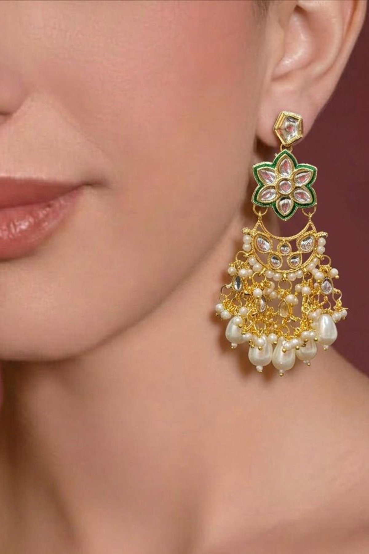 Floral Meenakari Kundan & Pearl