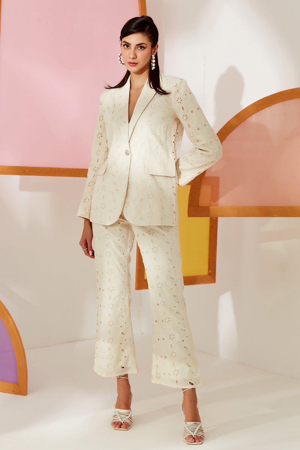 Broderie Blazer Pant Set