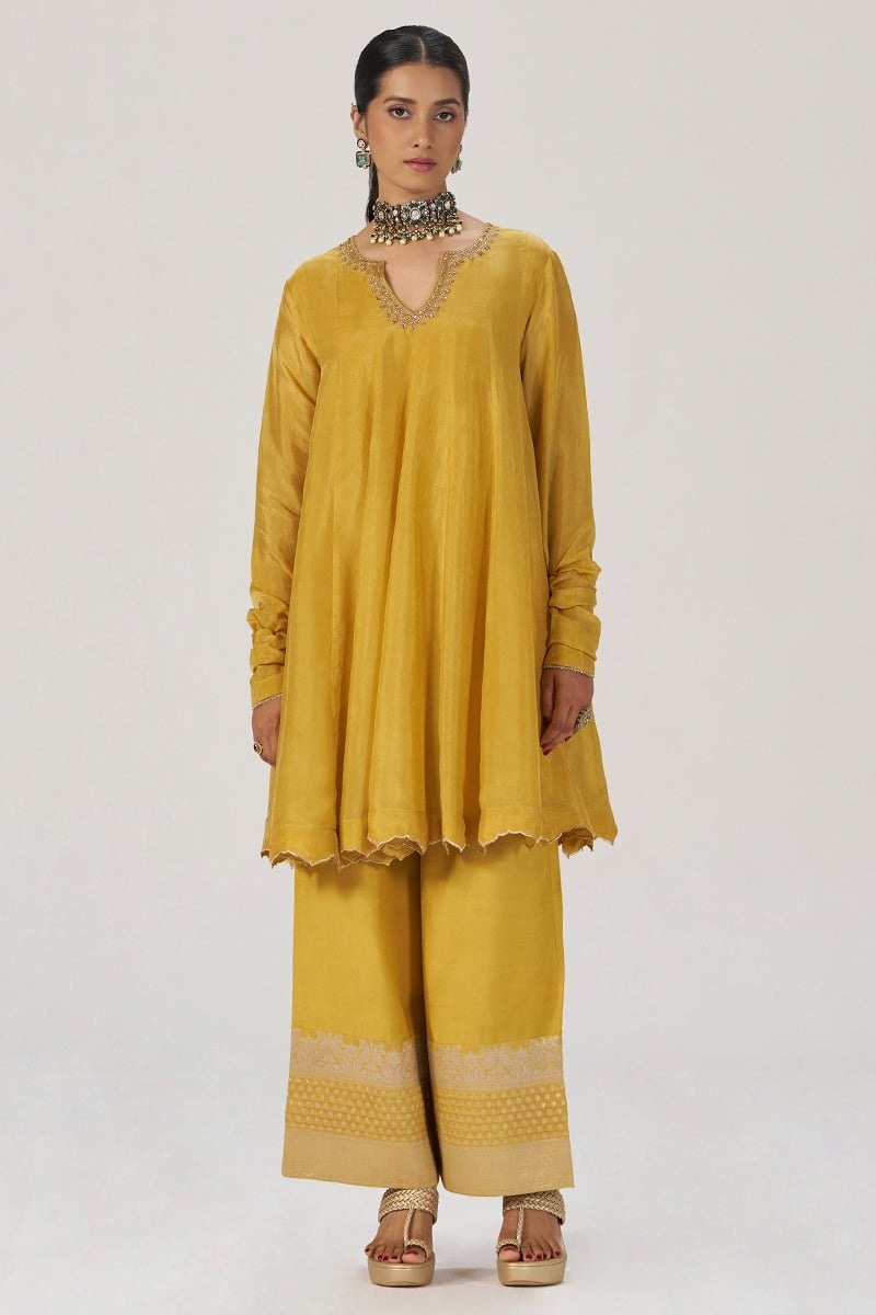Golden Yellow Festive Silk Co-ord Set