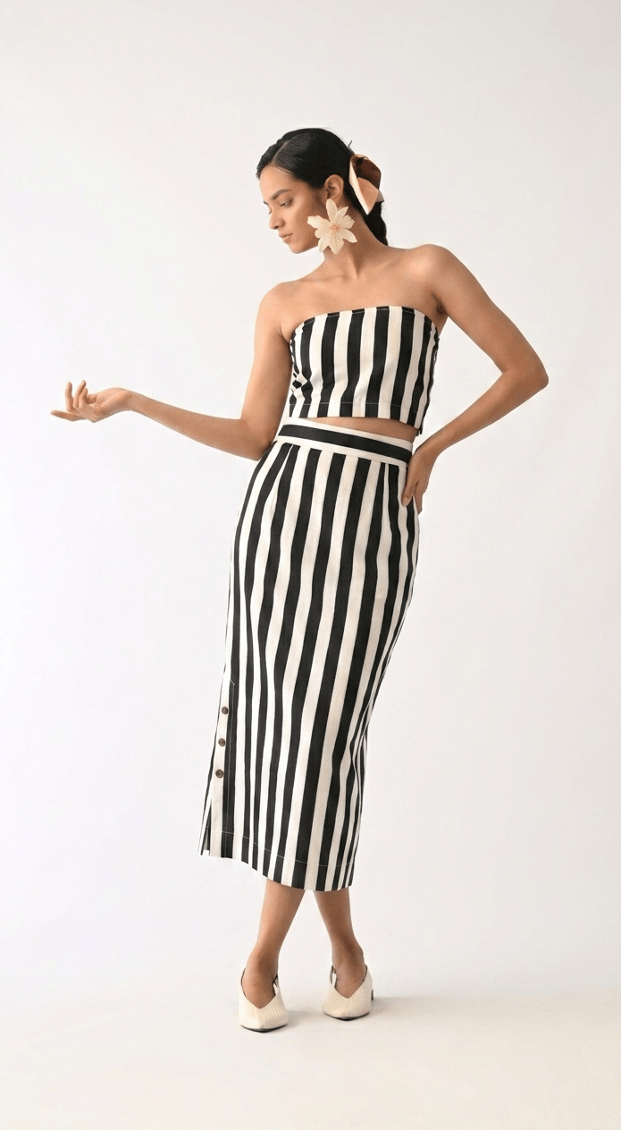 Revolt B&W Bralette Skirt Set