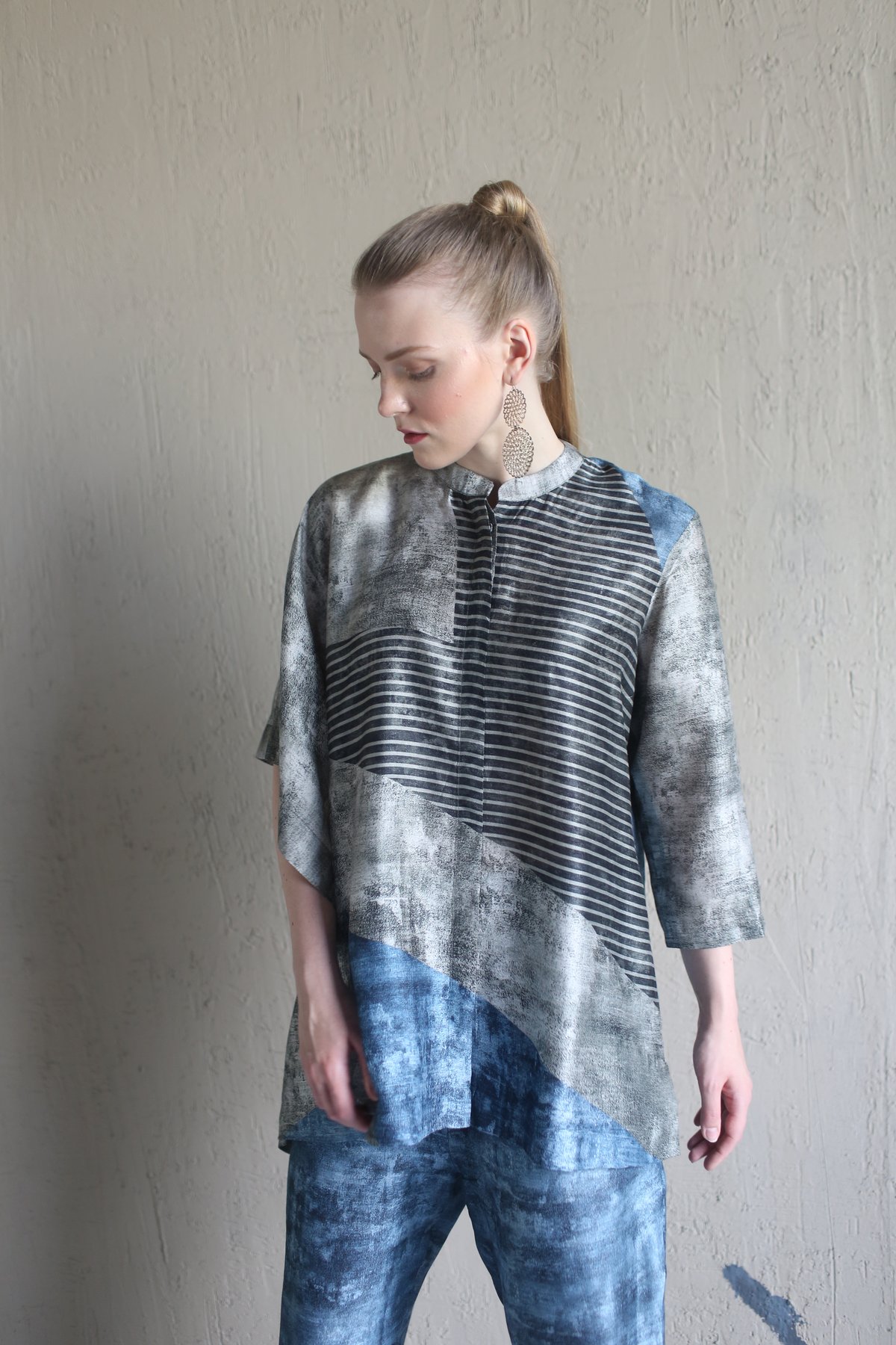 Blue/Grey Dupion Silk Co-ord Set
