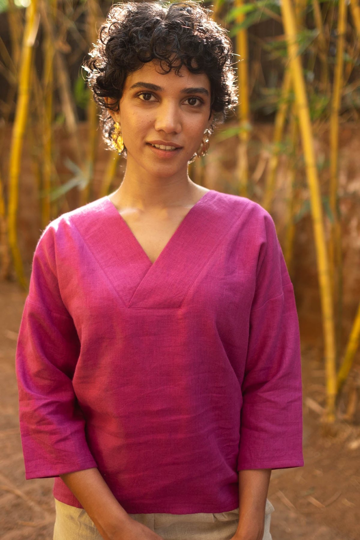 Linen V Neck Top