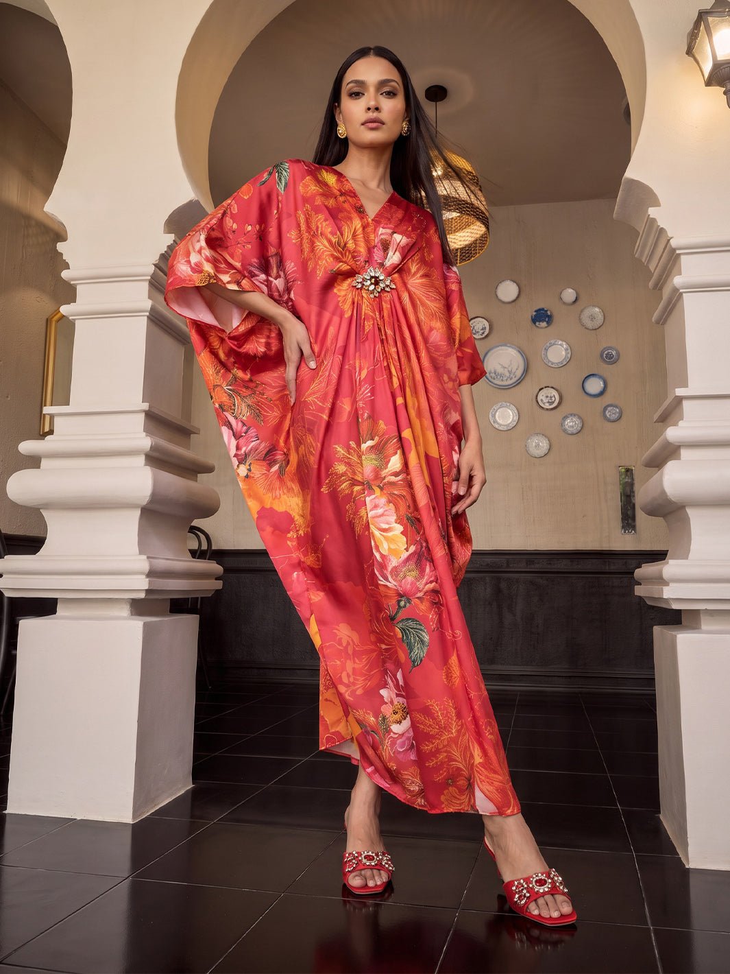 Pink Floral Kaftan