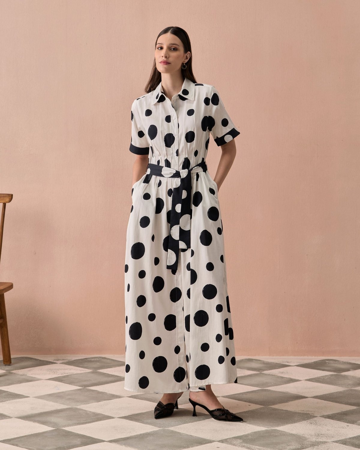Monochrome Mono Maxi Dress