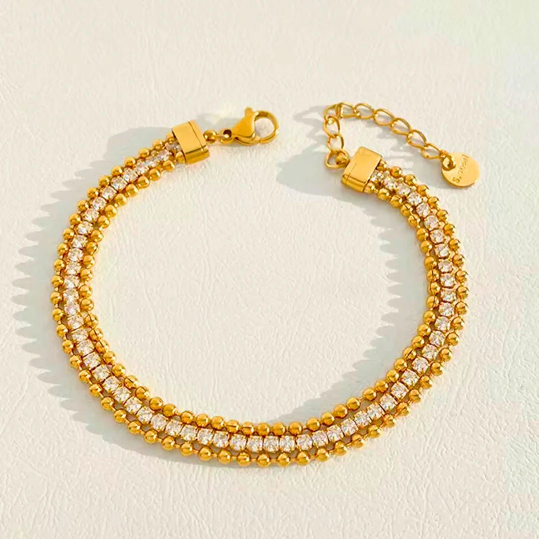 Bead & Zircon stackable tennis bracelet, Glaze