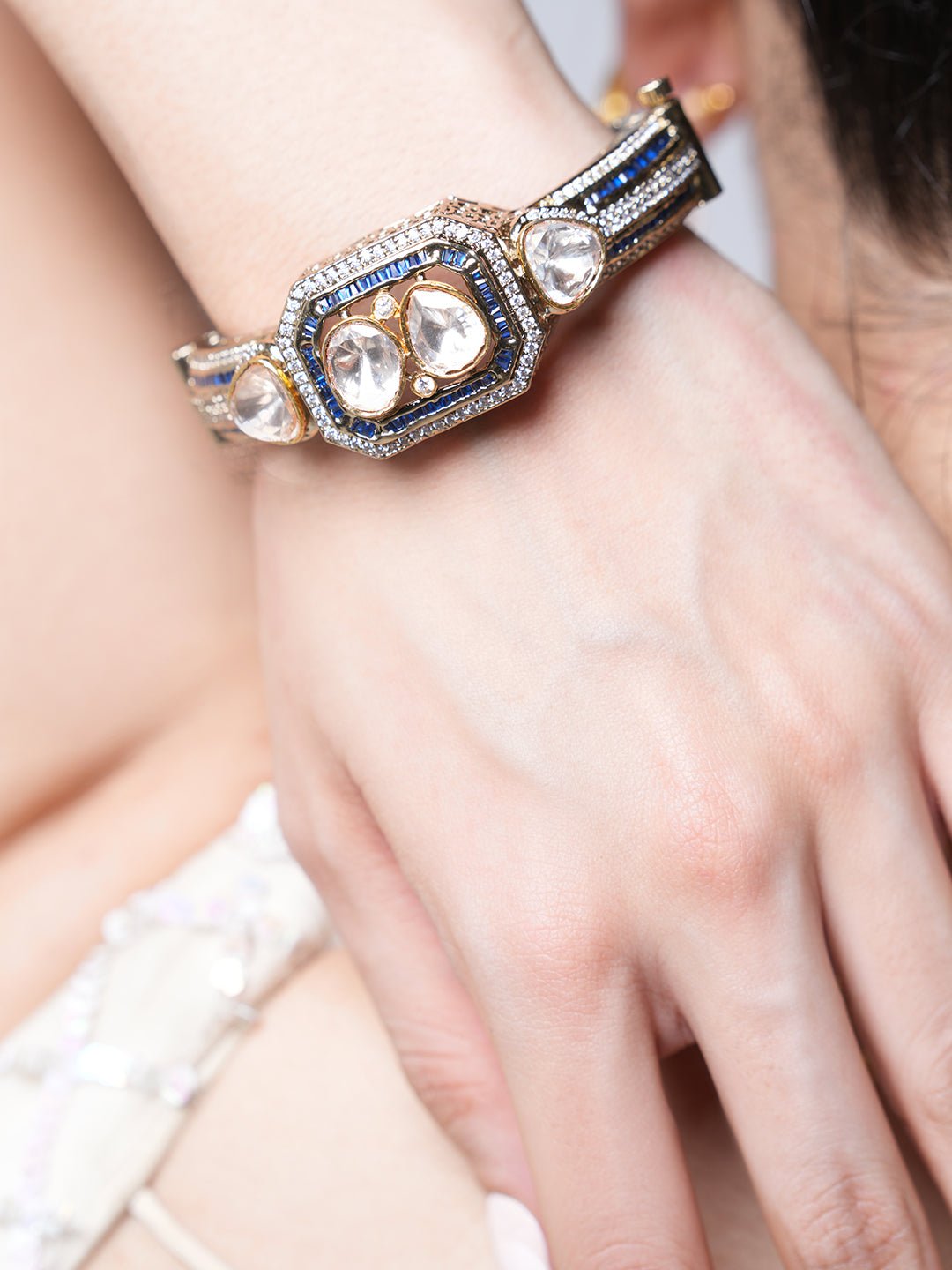 Designer Mehendi Polish Kundan Kada Bracelet