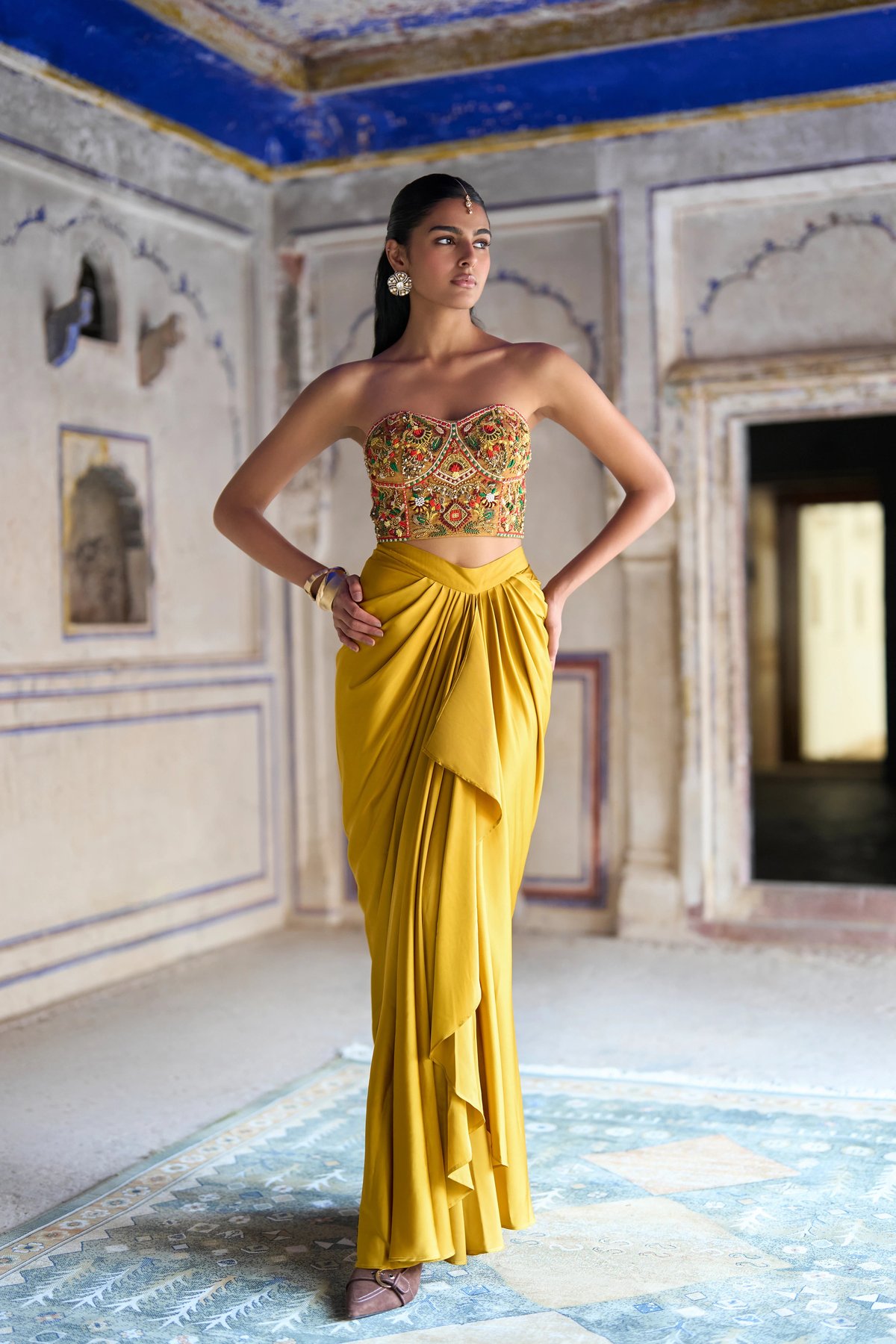Satin Draped Skirt