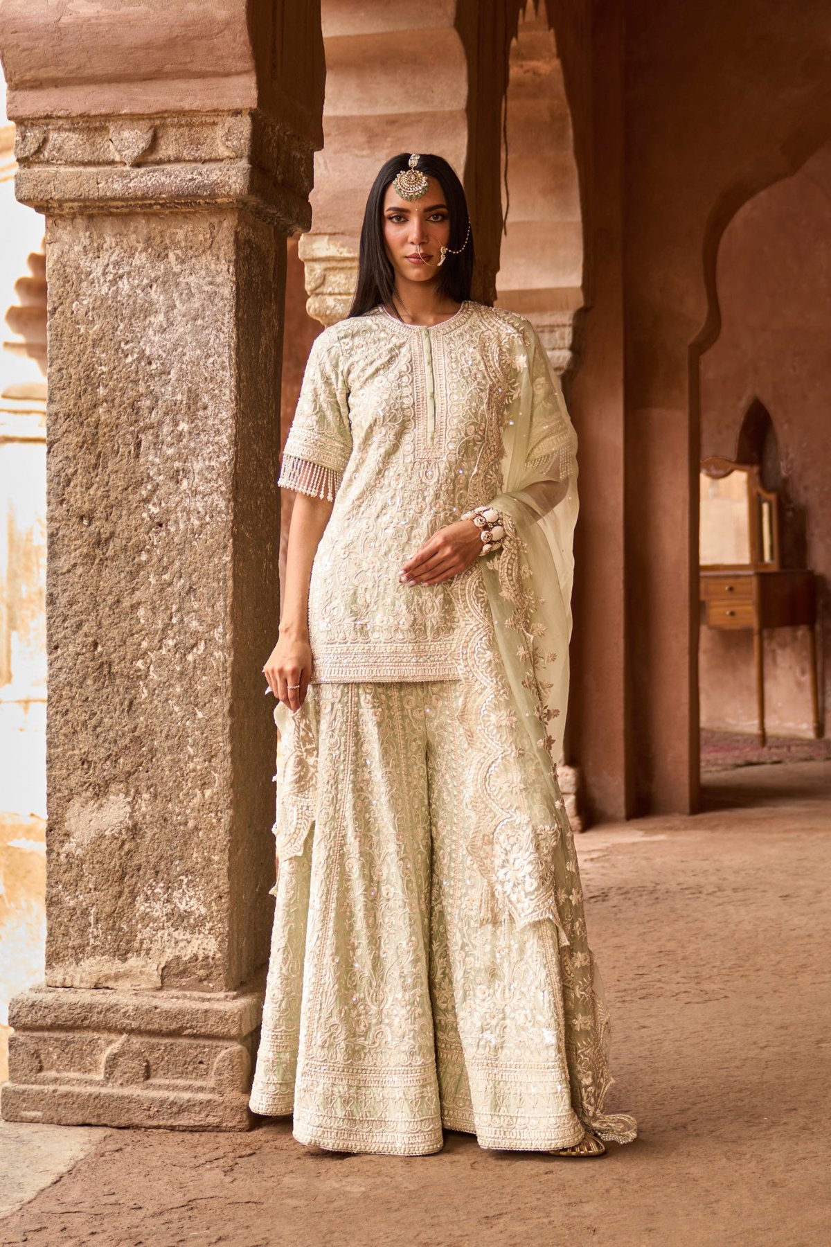 Heer - Short Kurta With Sharara And Dupatta