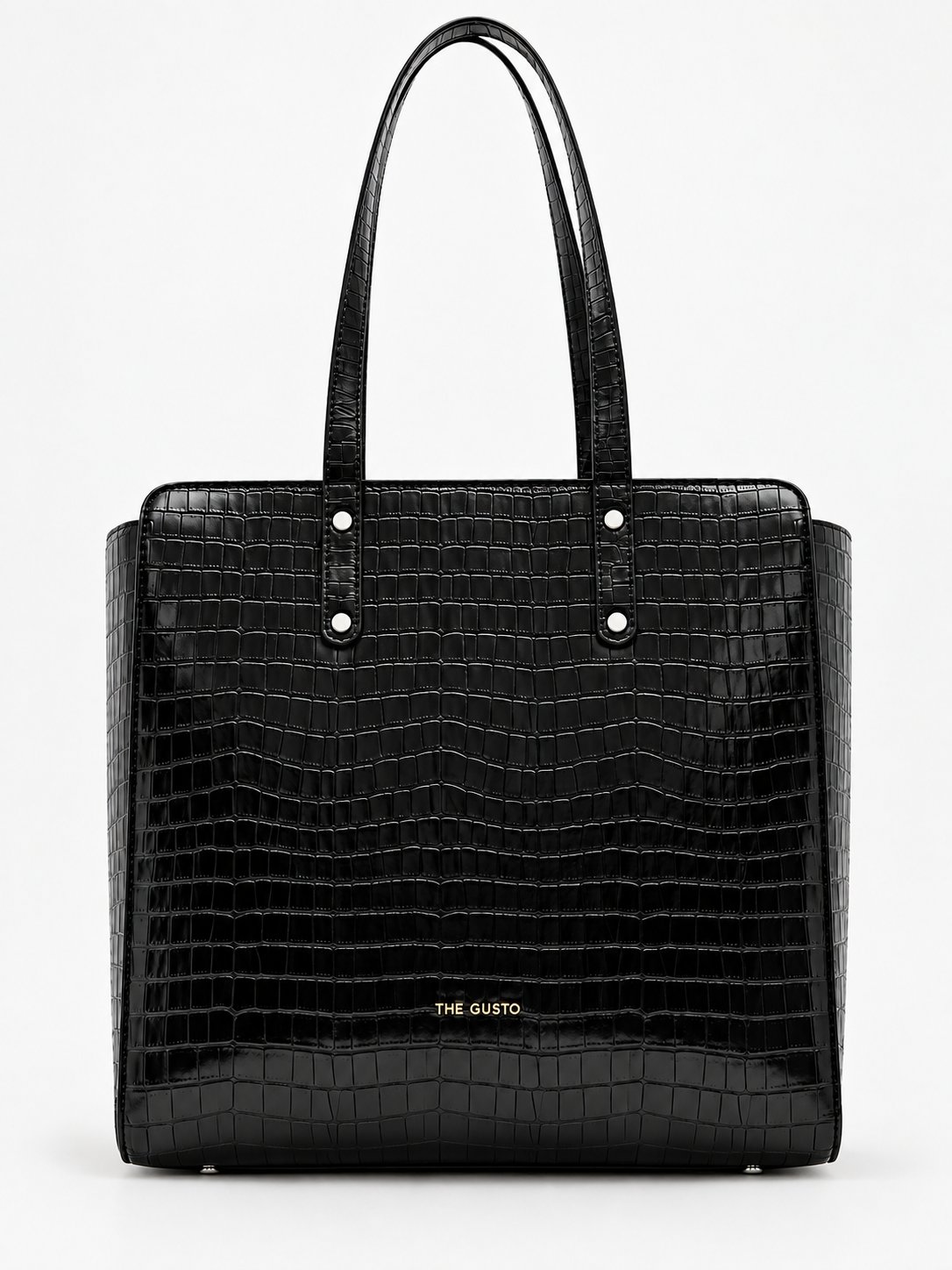 Beyond+ Croco Tote with Zipper Black
