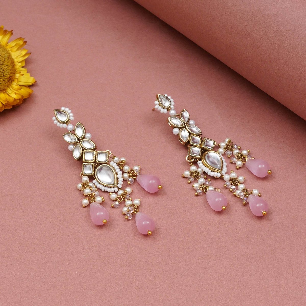 Ros� Cascade Kundan Earrings