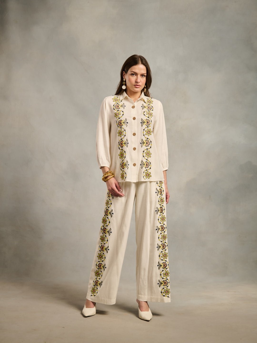 Off-White Wide-Leg Embroidered Trousers