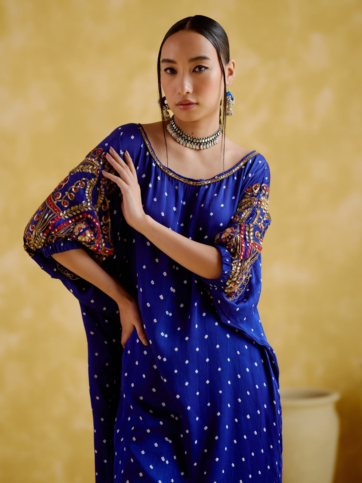 Blue Bandhani Print Tunic and Pants Co-ord Set