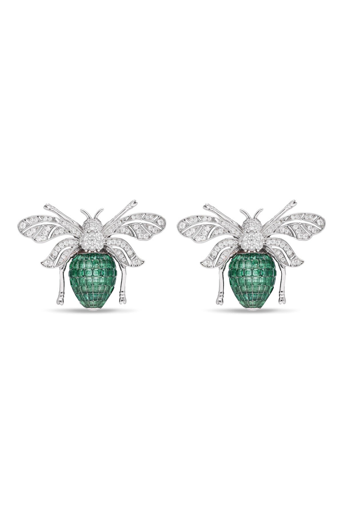 Emerald Green Enchanted Hive Honey Bee Earrings