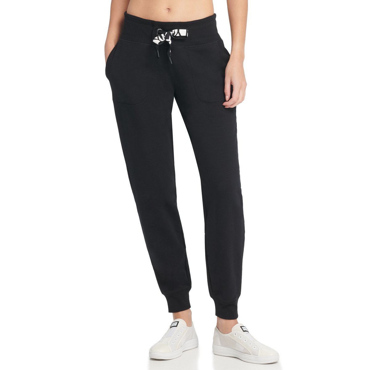 Black High-Rise Drawstring Jogger Trackpants