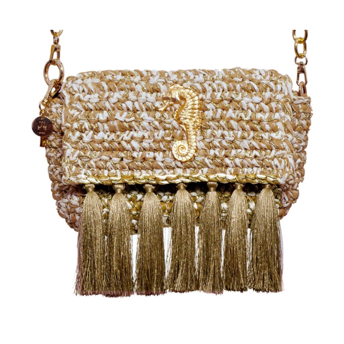 Jena 3 Weave Beige & Gold Raffia Crossbody