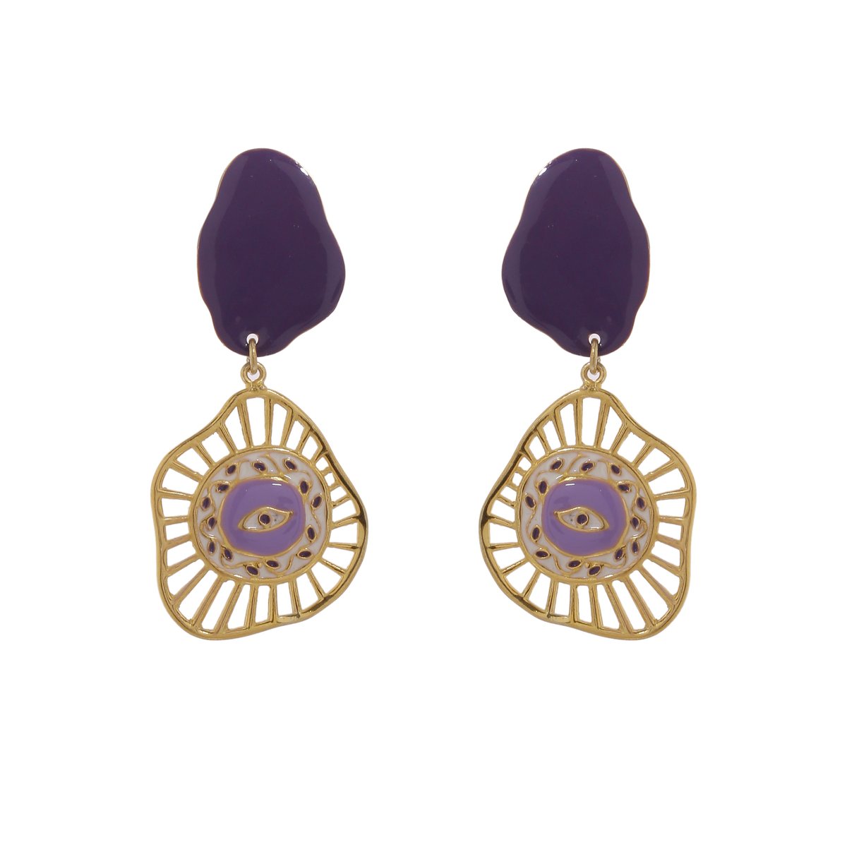 Evil Eye Earrings - Purple