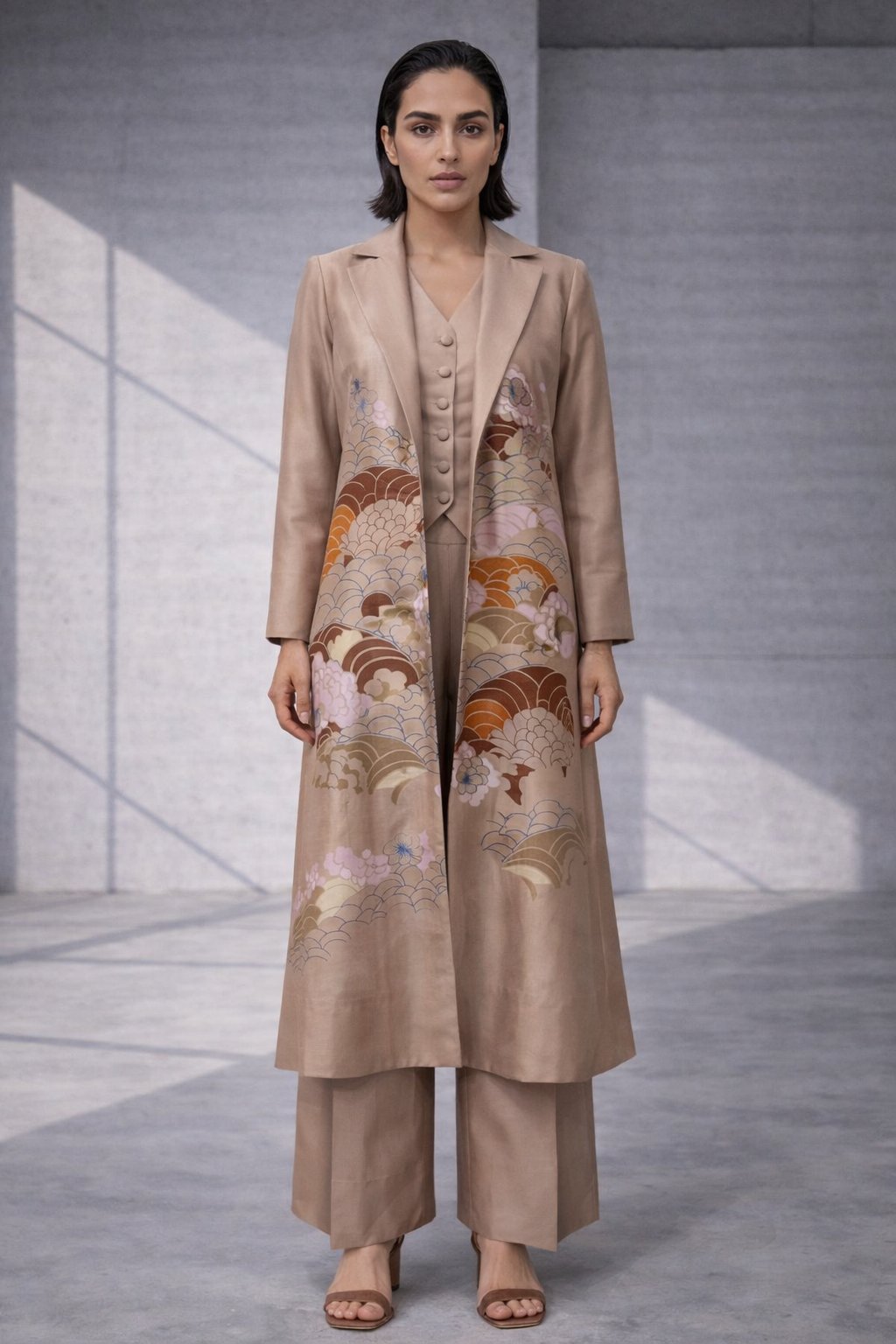 Mizu Beige Long Jacket Set