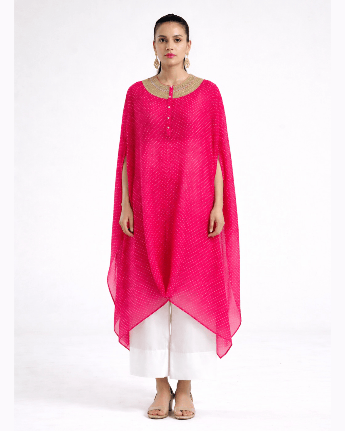 Mixology Bandhej Kurta Set-(Round Neck)