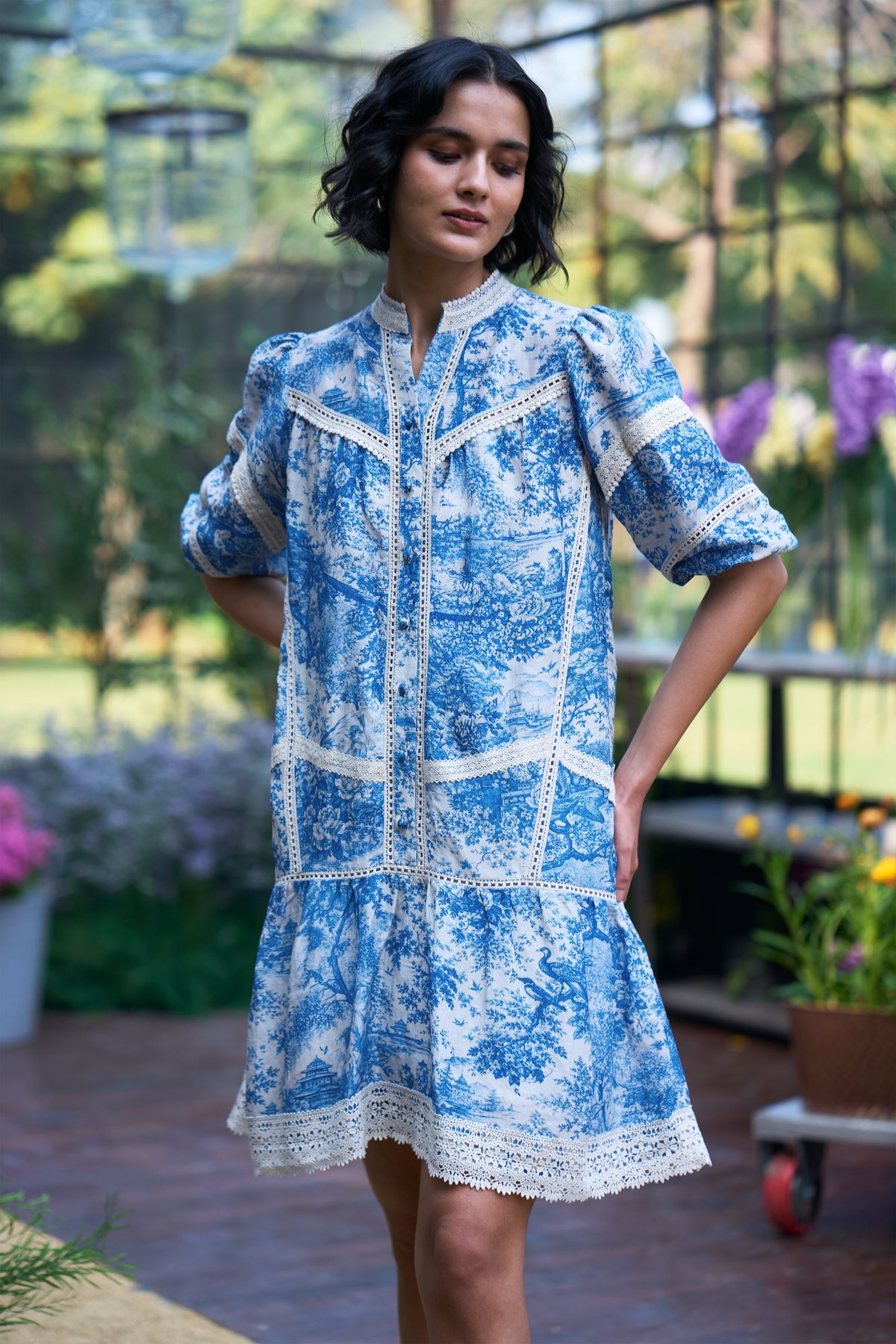 Toile & Lace Tiered Mini
