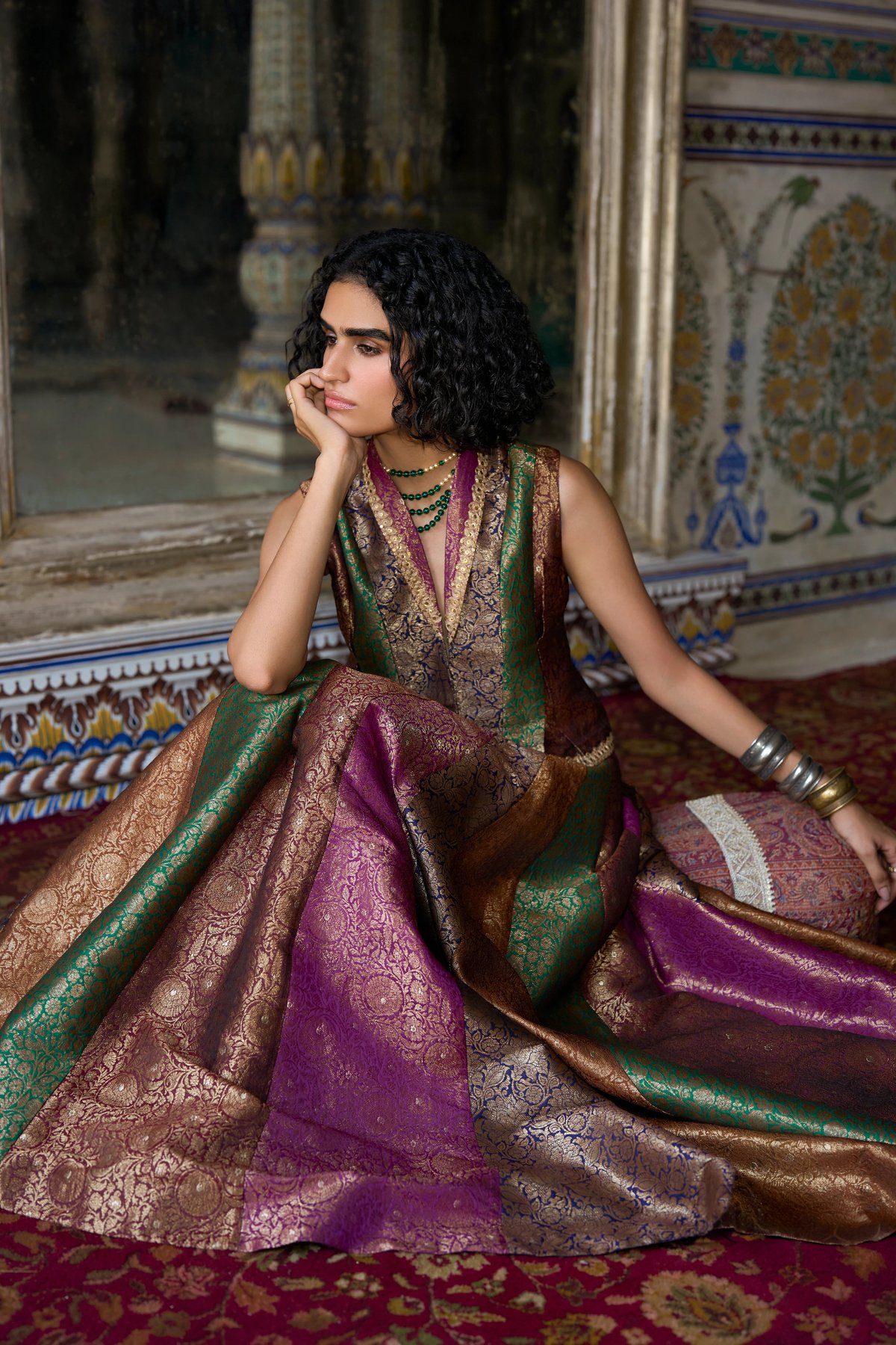 Benares Brocade Flared Skirt