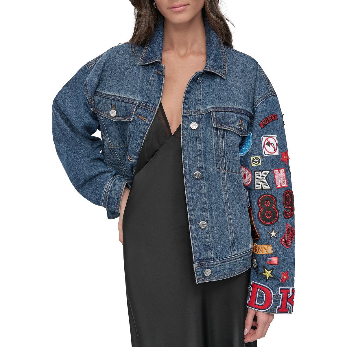 Ludlow Wash Denim Jacket with Graphic Patch Sleeve