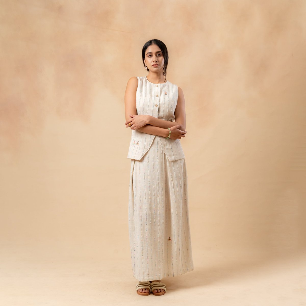 Beige Waistcoat and Maxi Skirt Co-ord Set
