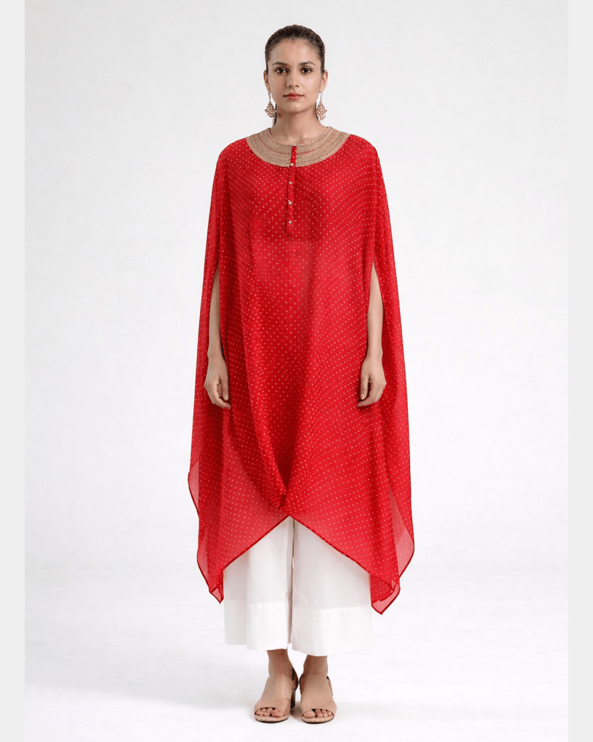 Mixology Bandhej Kurta Set-(Round Neck)