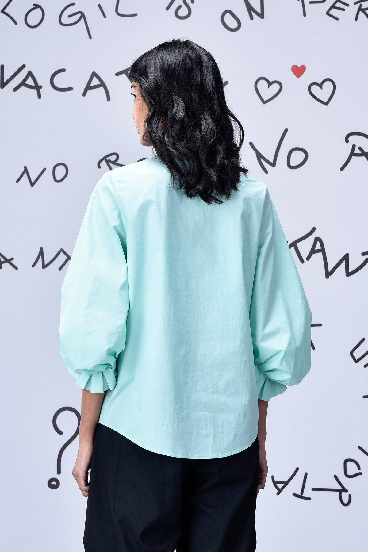Nile Green Bead-Embroidered Relaxed Fit Shirt Top