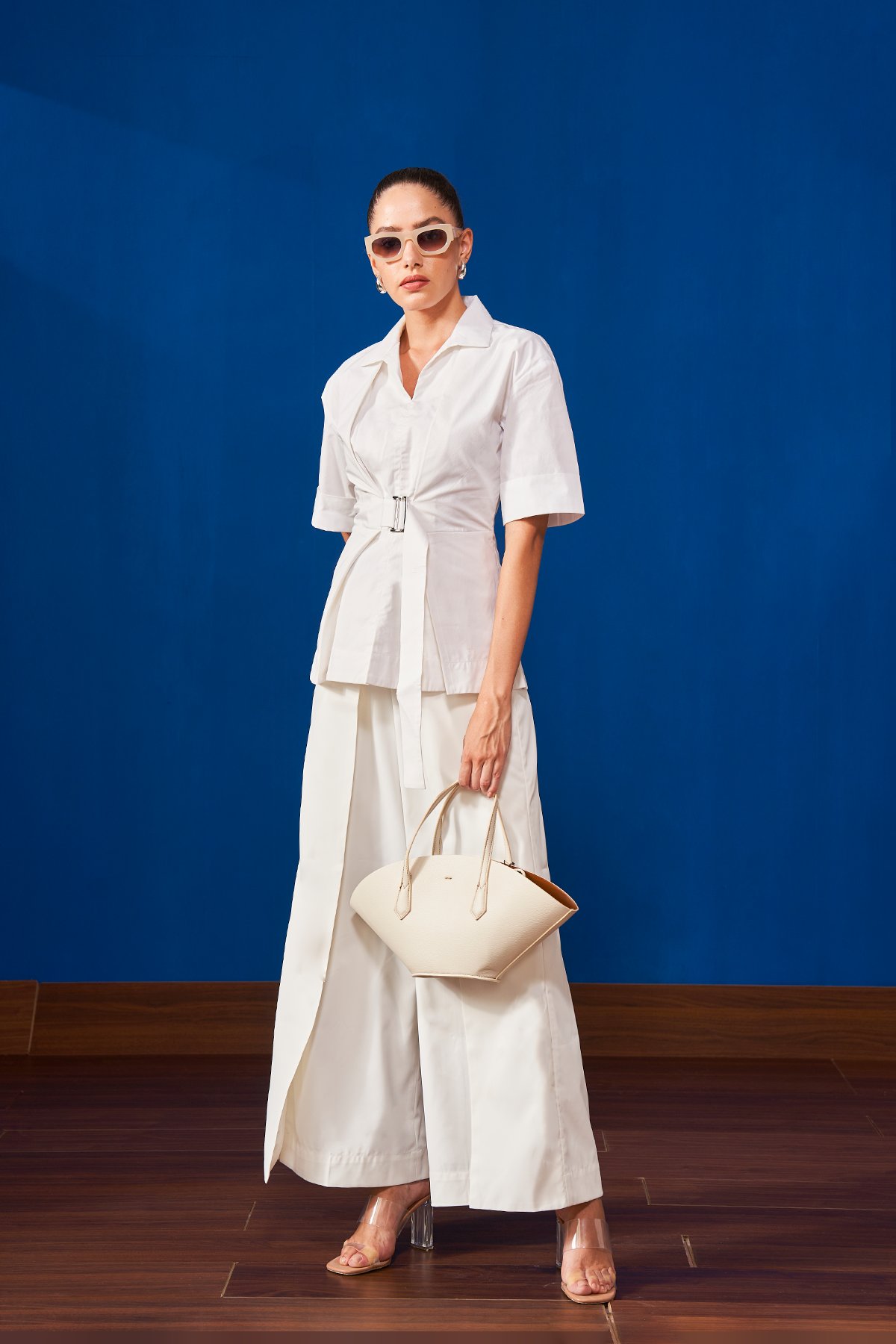 Off-White Belted Cotton Poplin Shirt