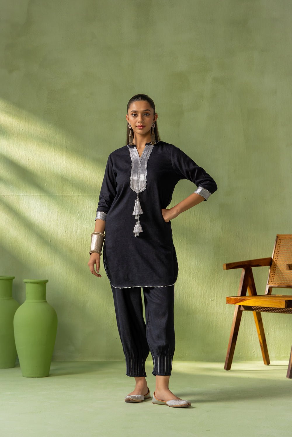 Zoya Kurta Pant Set Twin Tassel