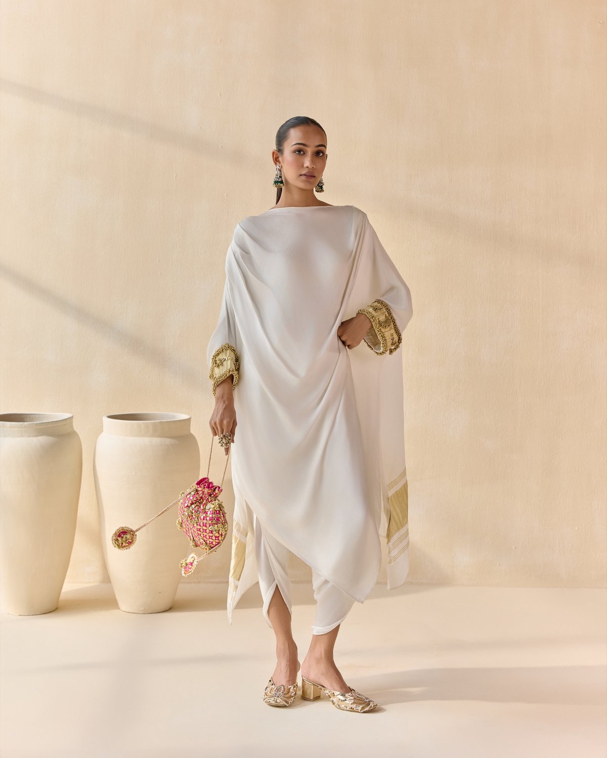 Noor Shwet Draped Set