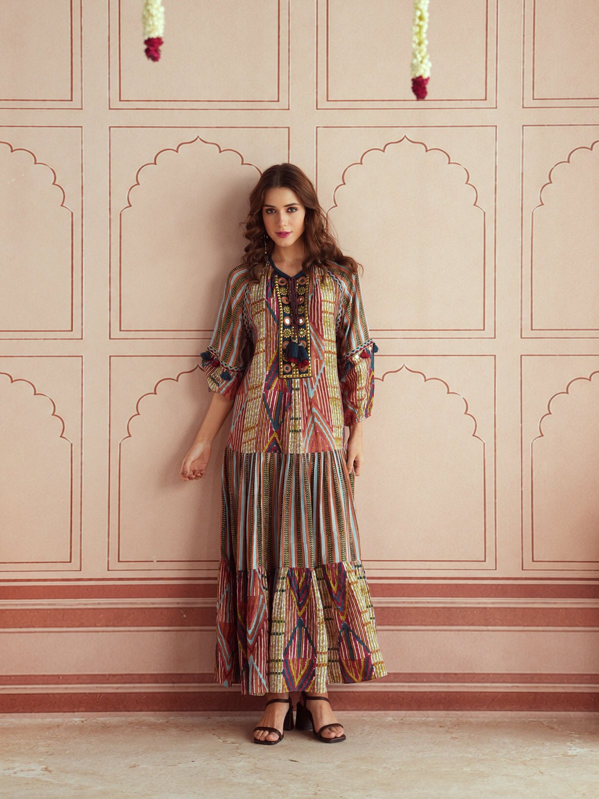 SARA GATHERED LONG DRESS