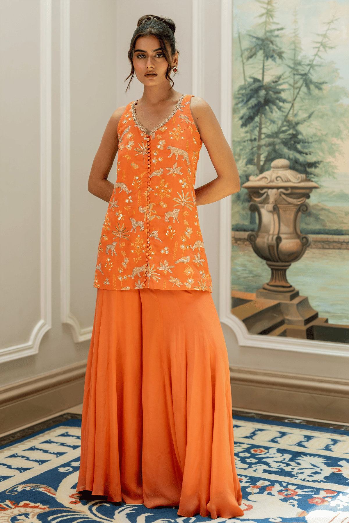 Yanika Kurta Set - Orange